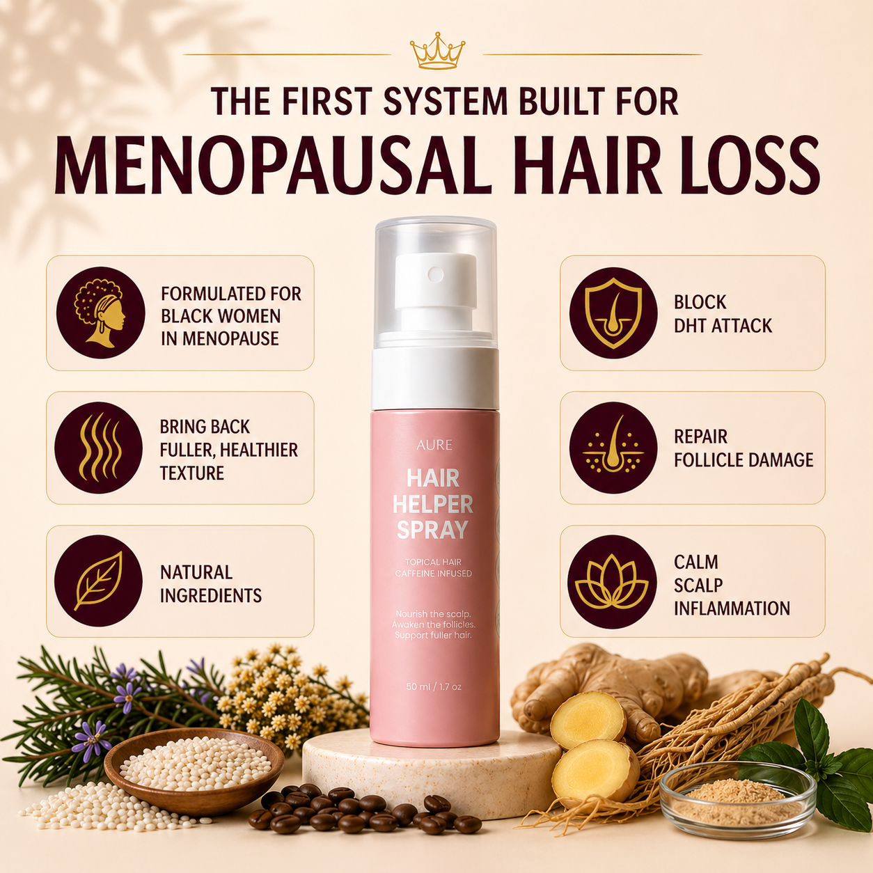 AURE Hair Helper Spray — For Menopausal Hair Loss in Black Women